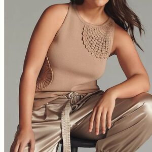 Anthropologie Crochet Ribbed Tank Top XS